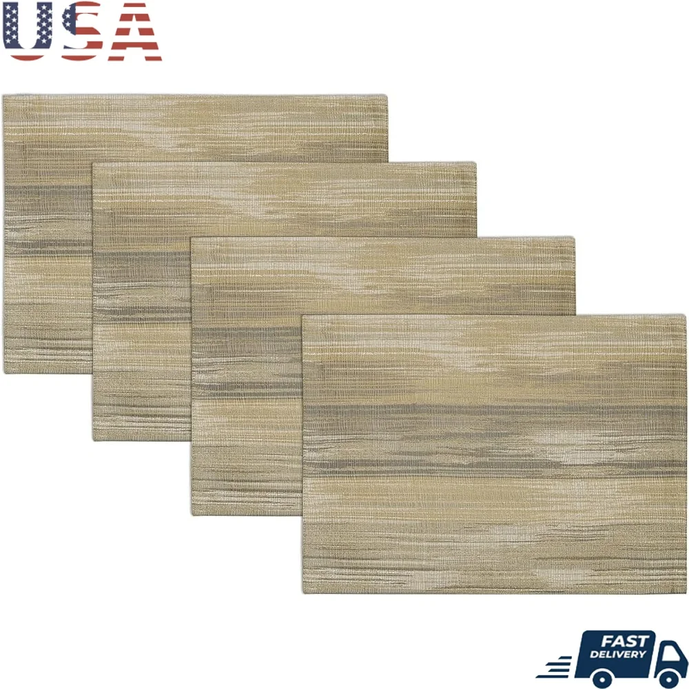 

Contemporary Woven Placemats Set of 4 Christmas Table Decor 14x20 Durable Polyester Jacquard Easy Care Stylish Design