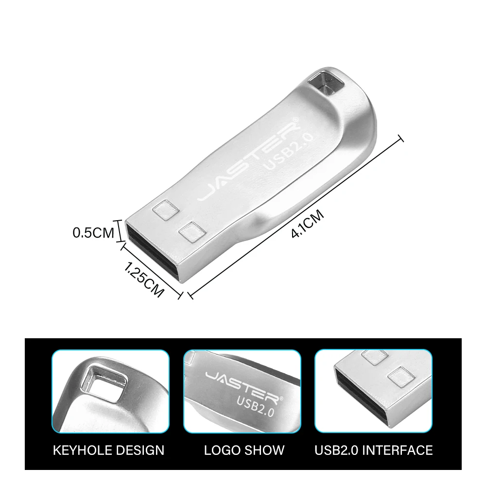 Flash Drive USB 2.0 logam Mini, Flash Drive cincin kunci gratis stik memori kapasitas nyata 64GB/32GB/16GB/8GB/4GB dengan gantungan kunci