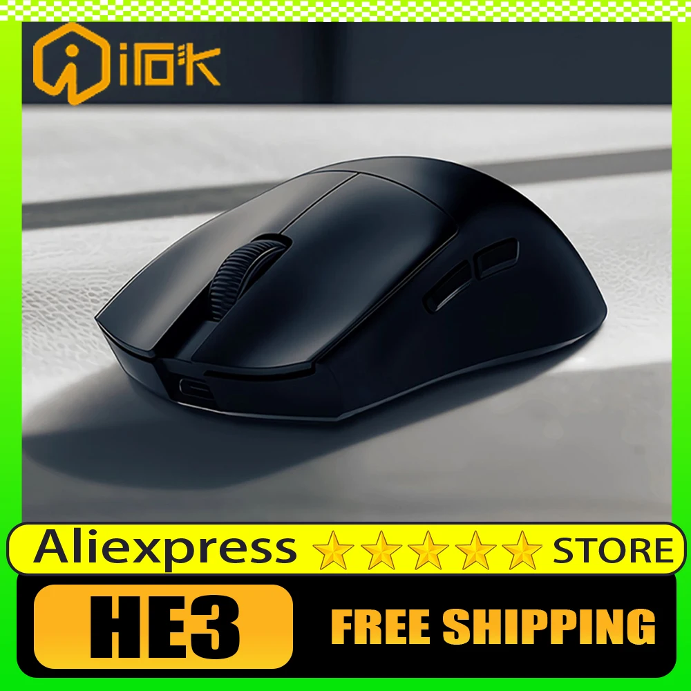 

Irok He3 Wireless Mouse Paw3395 Bluetooth Tri Mode Replaceable Battery 54g Lightweight Esports Game Mouse PC Accessories Gifts