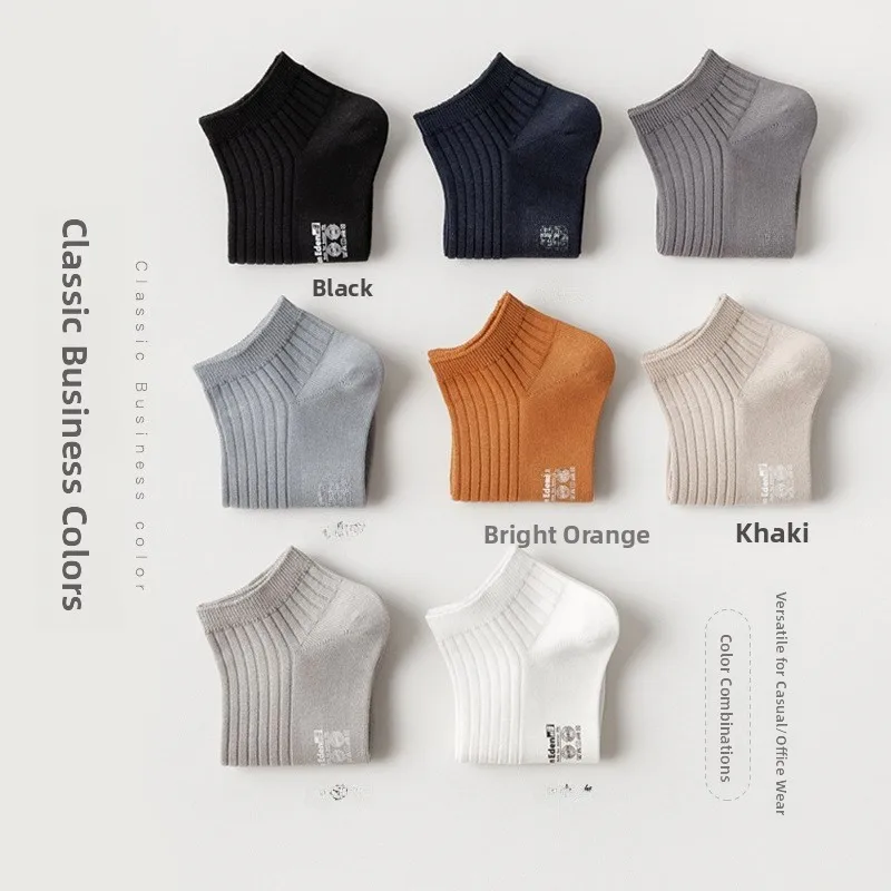 

Men's Short Cotton Socks Breathable Pure Color No-Cuff Seamless Summer Sweat-Wicking Mesh Boat Socks for Sports Yoga Fitness