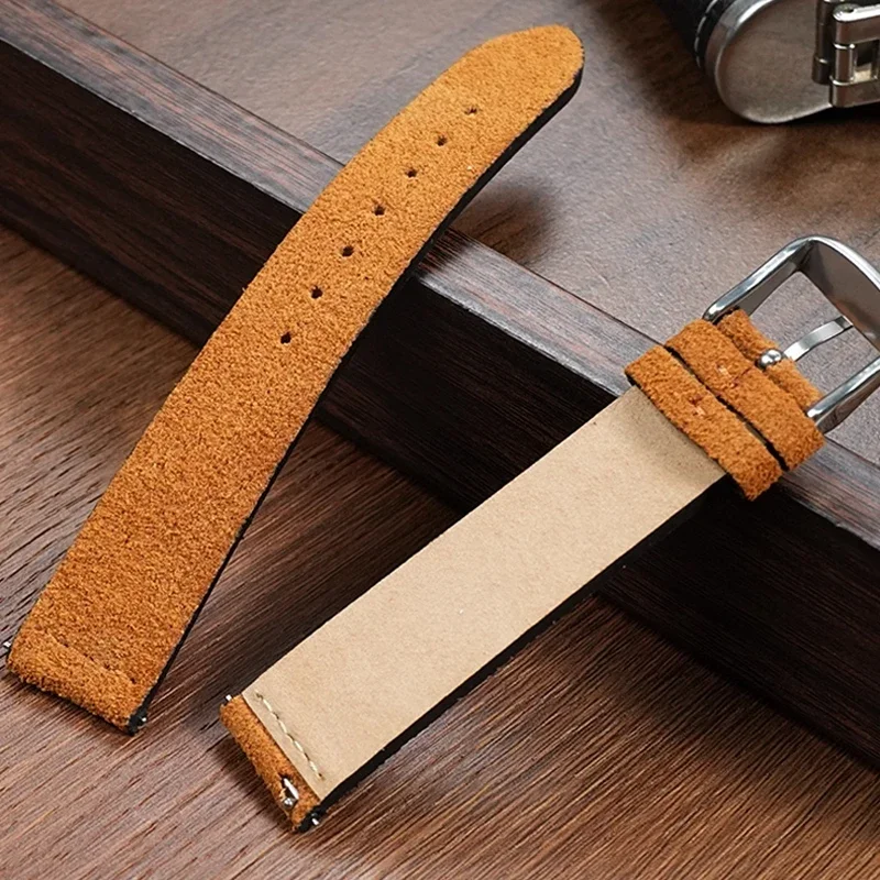 حزام جلد الغزال عالي الجودة لساعة كاسيو الصغيرة المربعة A168W A159 158 A1200/1300 حزام جلد البقر الناعم 18 مللي متر #5