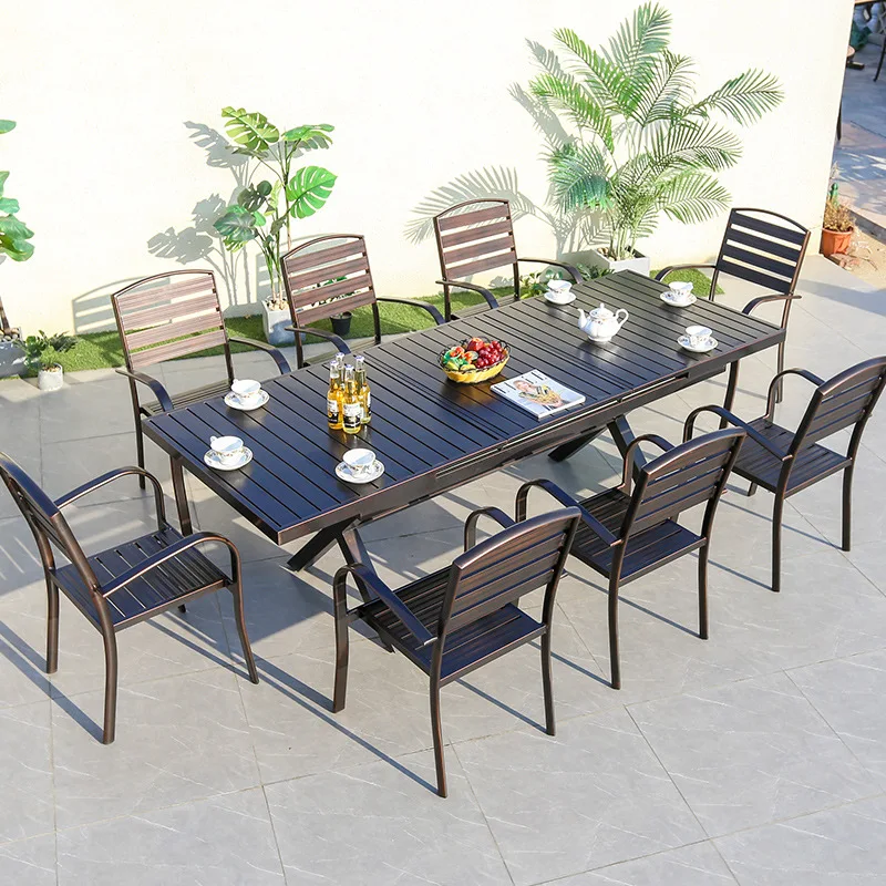 

Outdoor tables and chairs Villa courtyard open-air balcony Aluminum alloy tables and chairs Leisure simple outdoor garden Cast
