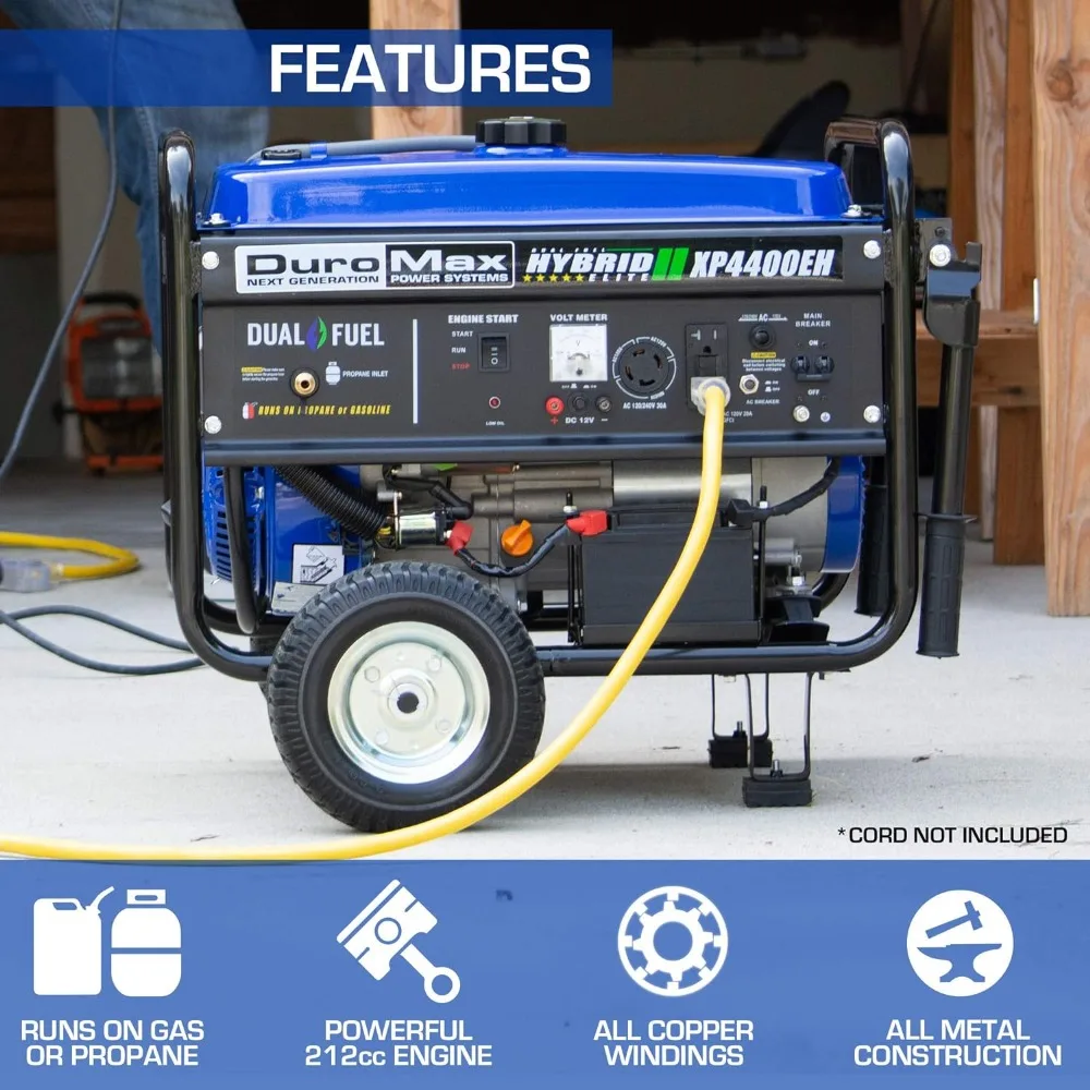 XP4400EH Dual Fuel Portable Generator-4400 Watt Gas or Propane Powered Electric Start-Camping & RV Ready,