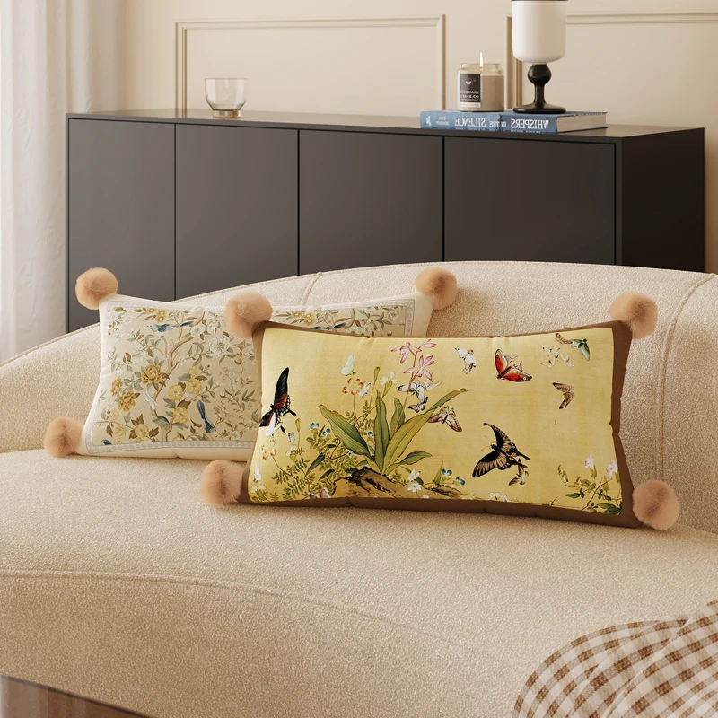 New Chinese Style Luxury Sofa Pillow Core Included Rectangular Long Pillow Home Decor Bedroom Living Room Couch Cushion