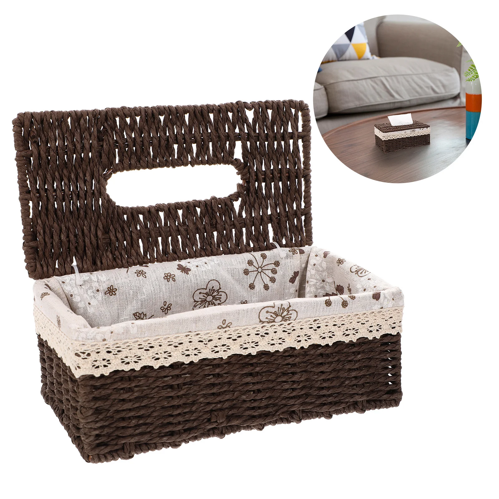 

Handwoven Tissue Box Natural Grass Woven Paper Towel Storage Compact Desktop Napkin Organizer For Home Office Decor Tissue