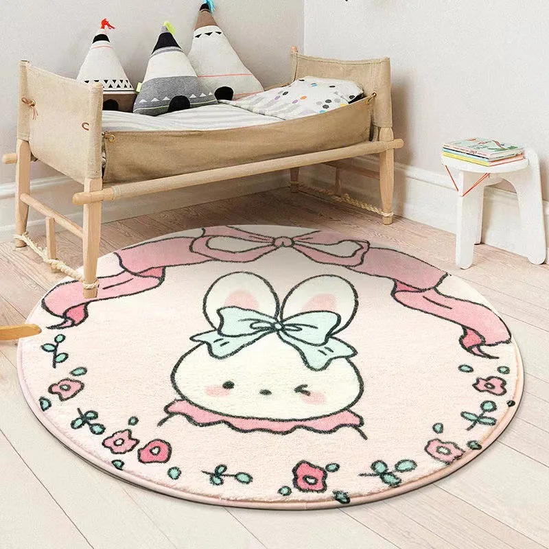 

Cartoon Wind Imitation Cashmere Round Children's Carpet Bedroom Room Bedside Rug Computer Chair Floor Mat Anime Floor Mat