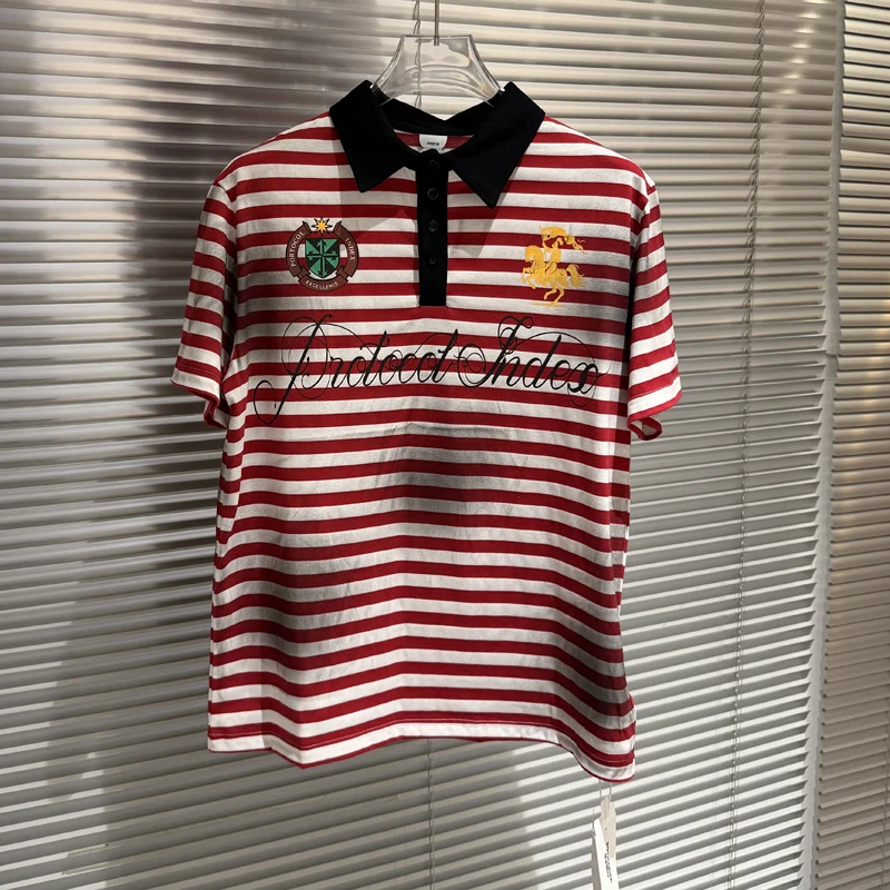 26SS Summer New High Quality Striped PROTOCOL T-Shirt High Street Trend Brand Men's Women's Short Sleeve