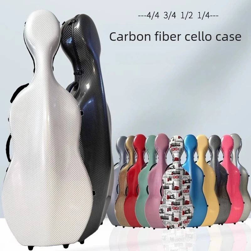 4/4 Carbon Fiber Cello Case Waterproof Pressure Instrument Bag Lightweight Gig Bag Airplane Checked Durable