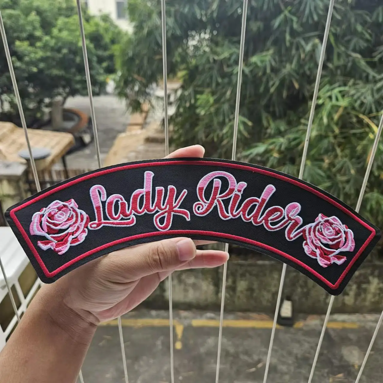 Customized Brand Logo Embroidery Patches Iron On Sew On Lady Riders Motorcycles Stickers For Clothing Garment Jeans Jacket Hats