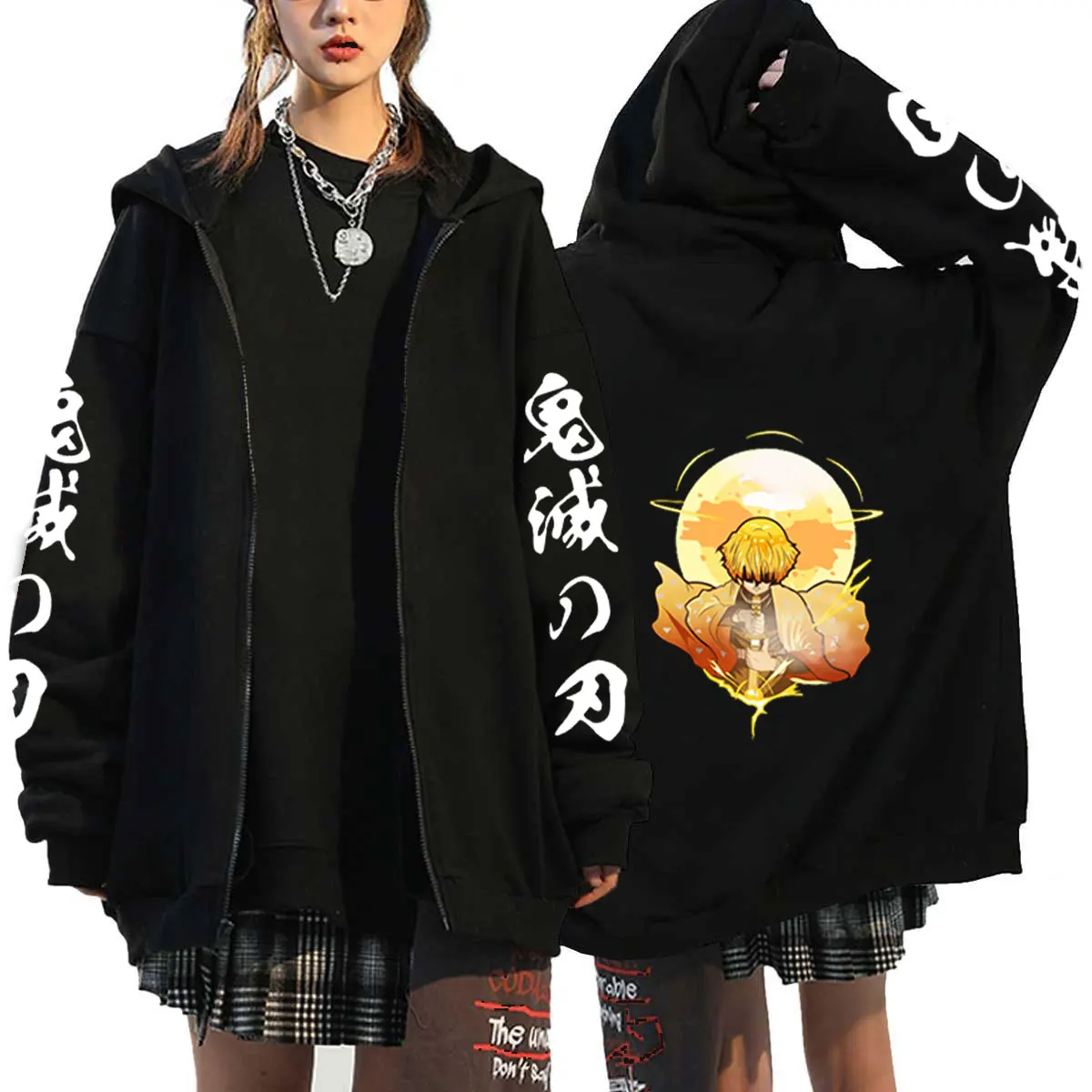 

Anime Demon Slayer Kimetsu No Yaiba Zipper Hoodies Rengoku Kyojuro Sweatshirts Cozy Tops Pullovers Sudadera felpa moletom