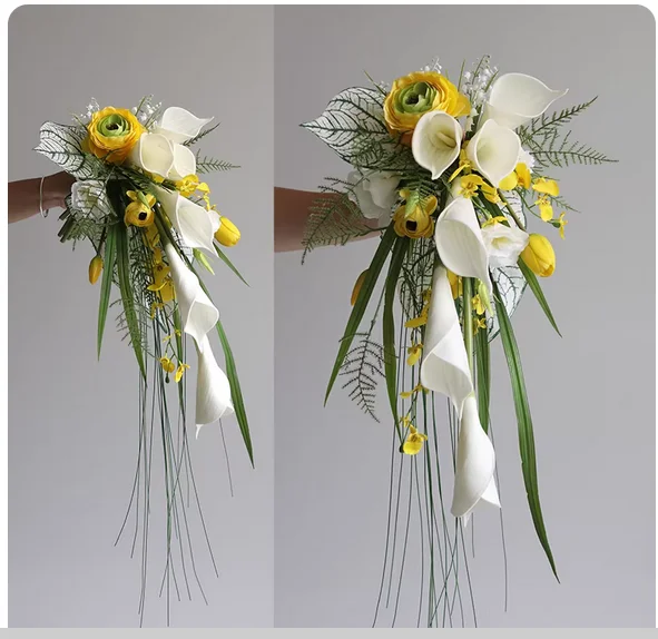 Fresh and simple | Waterfall holding artificial flowers | Bridal knot wedding photography props home wedding decoration floral