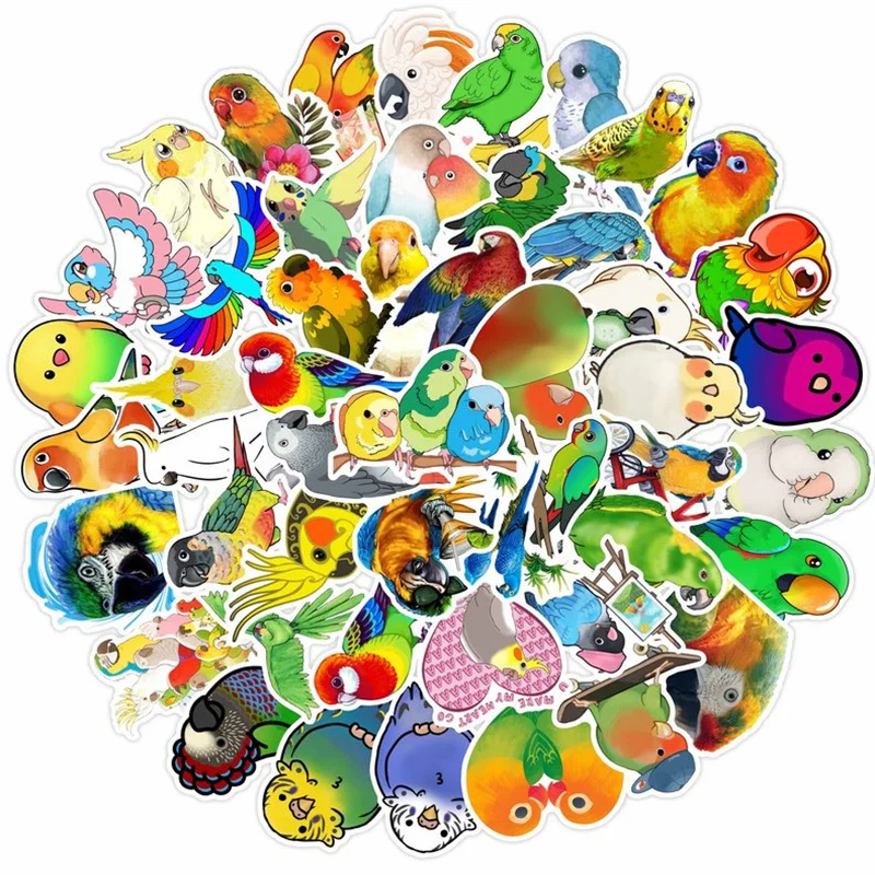 10/30/50pcs Cartoon Parrot Stickers Waterproof Skateboard Motorcycle Guitar Luggage Laptop Bicycle Sticker Kids Toys