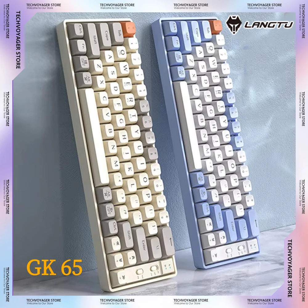 Langtu GK65  Mechanical Keyboards Hot Swap Mixed Light Wireless Bluetooth Tri Mode Gaming Keyboard PC Office Customized Gifts