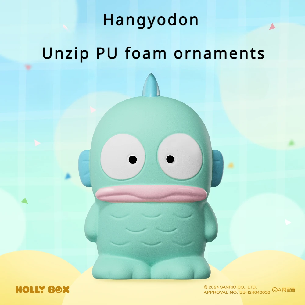 Sanrio Hangyodon Decompression PU Foam Ornament Animation Slow Rebound Pinch Music Soft Slap Model Children's Toy Birthday Gift