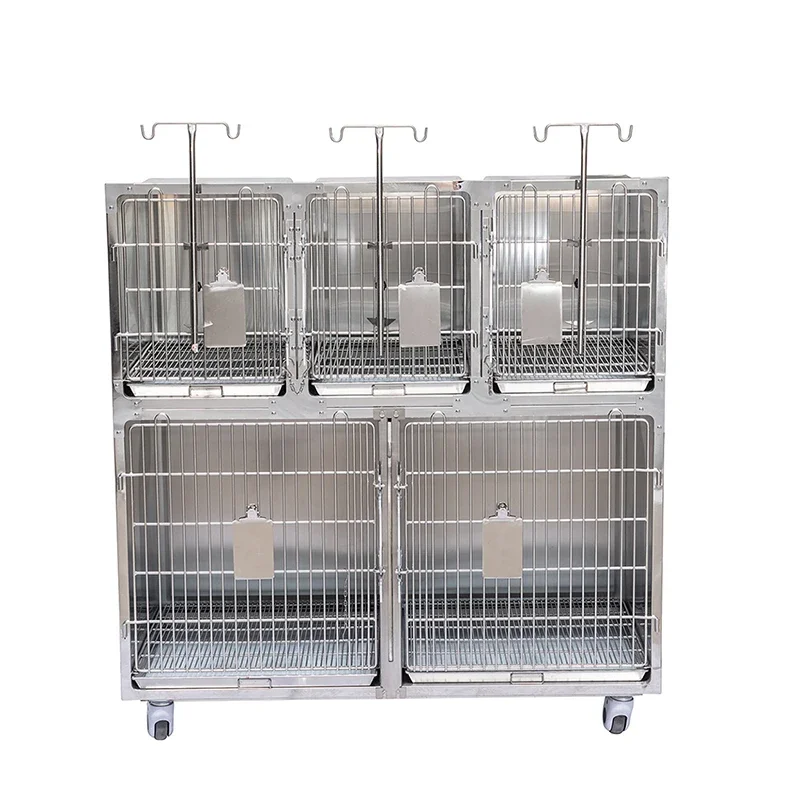 factory sell  sliding design automatically locks portable 5 rooms stainless steel large animal veterinary metal cages