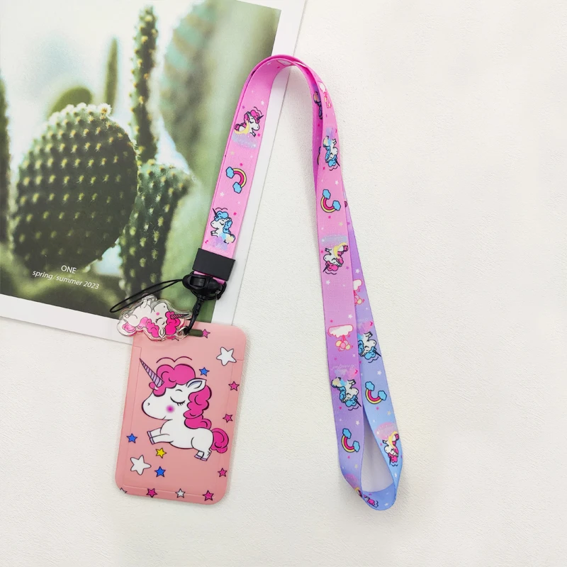 Niedlicher Cartoon-Einhorn-Ausweishalter, Umhängeband, Umhängeband, Schlüsselanhänger, Fitnessstudio, Handyband, USB-Ausweishalter, Zubehör, Geschenk – Detail 14