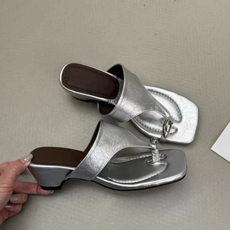 

Women Clip Toe Slippers Heeled Sandals Beach Flip Flops Shoes 2026 Summer Trend New Walking Shoes Casual Mujer Slides Zapatos