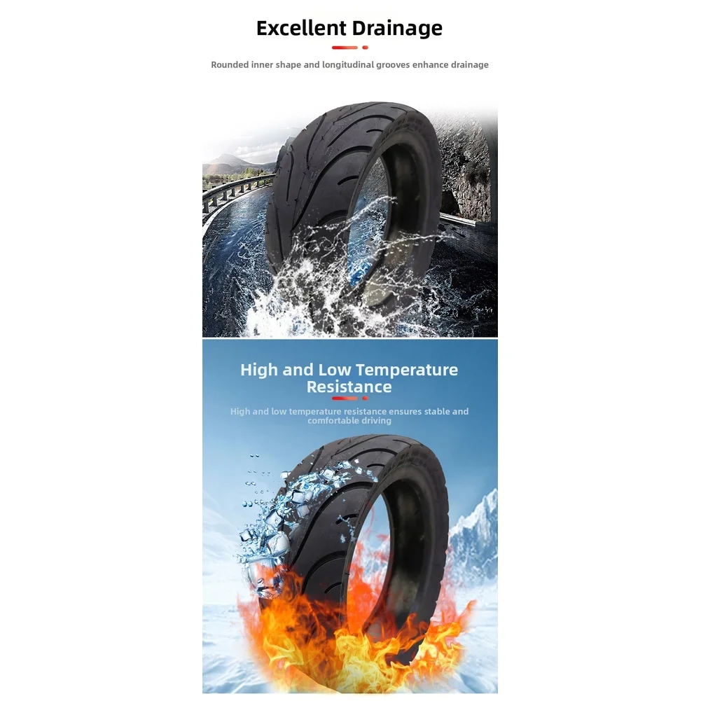 10x2 70 6 5 Electric Scooter Tire Tubeless Design with Anti Slip Tread and Puncture Resistant Rubber for Gravel and Wet Roads