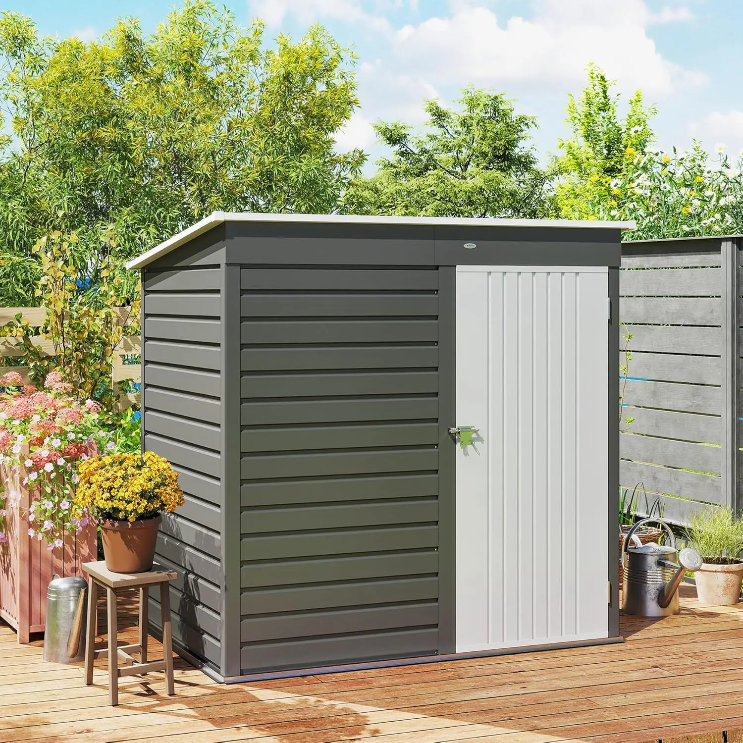 new 6x4ft Metal Outdoor Storage Shed Lockable Door Tool Backyard Patio Lawn Customized