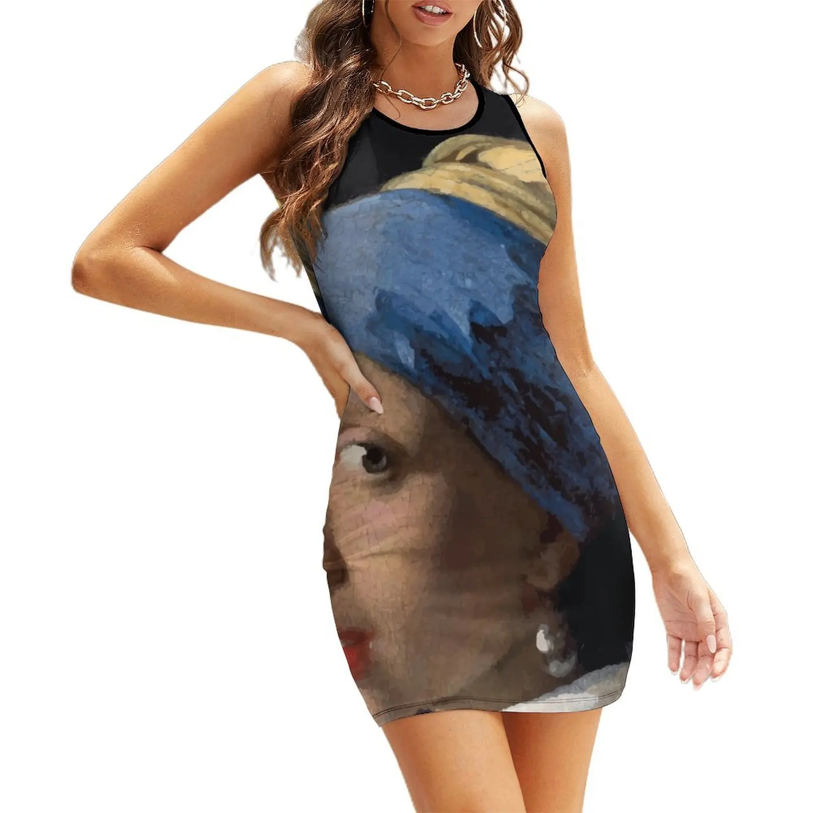 

Johannes Vermeer The Girl with a Pearl Earring Sleeveless Sundress summer dress women 2025 women's evening dress 2025