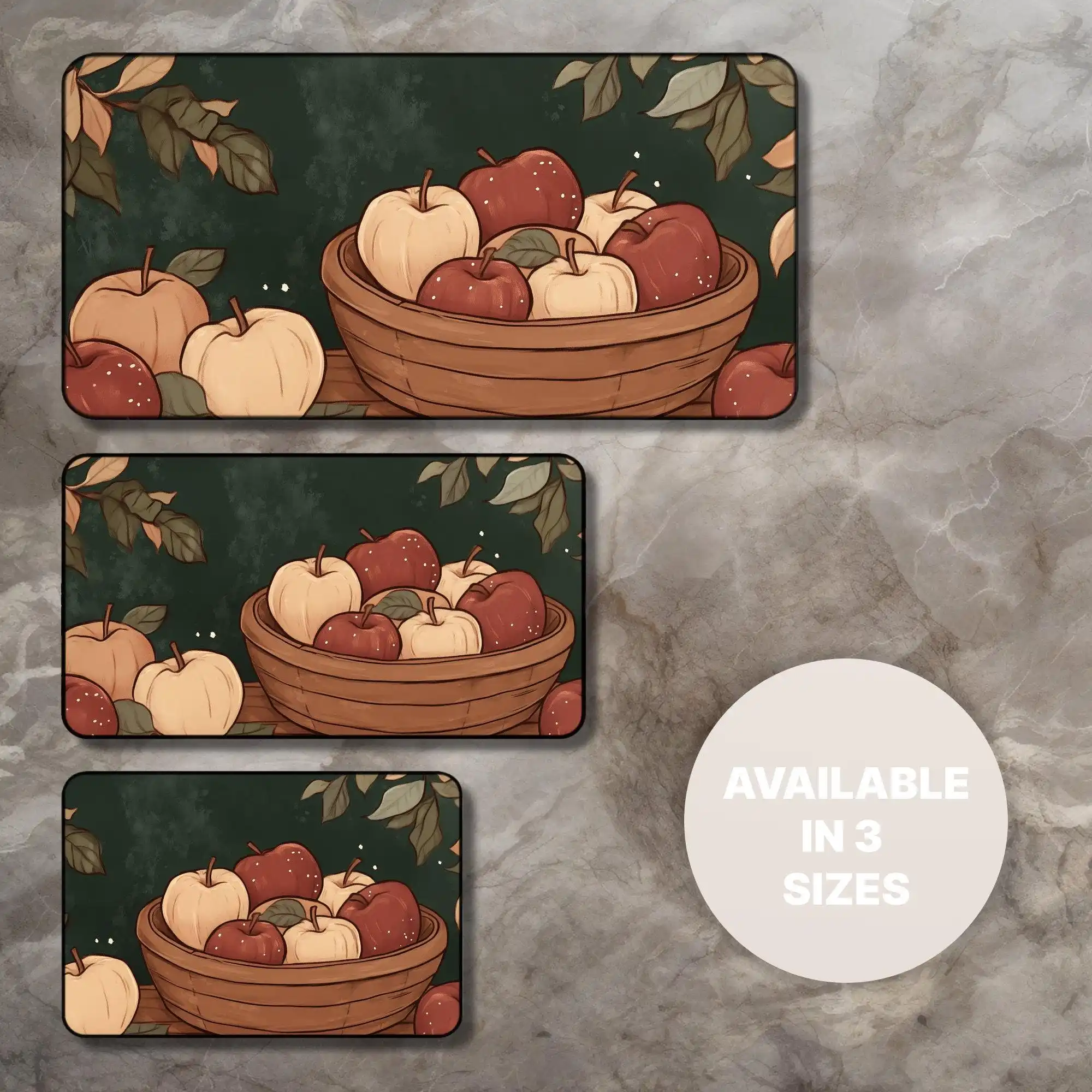 Cottagecore Fantasy Apples Desk Mat Fall Rustic Charm with Autumn Leaves Nature Inspired Design Cottage Dark Academia Mouse Pad
