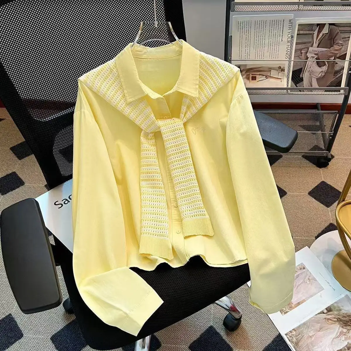 

New Women's Shirt 2026 Long Sleeve Spring And Autumn Casual Lazy Loose Versatile Stacked Shawl Shirt Two Piece Set