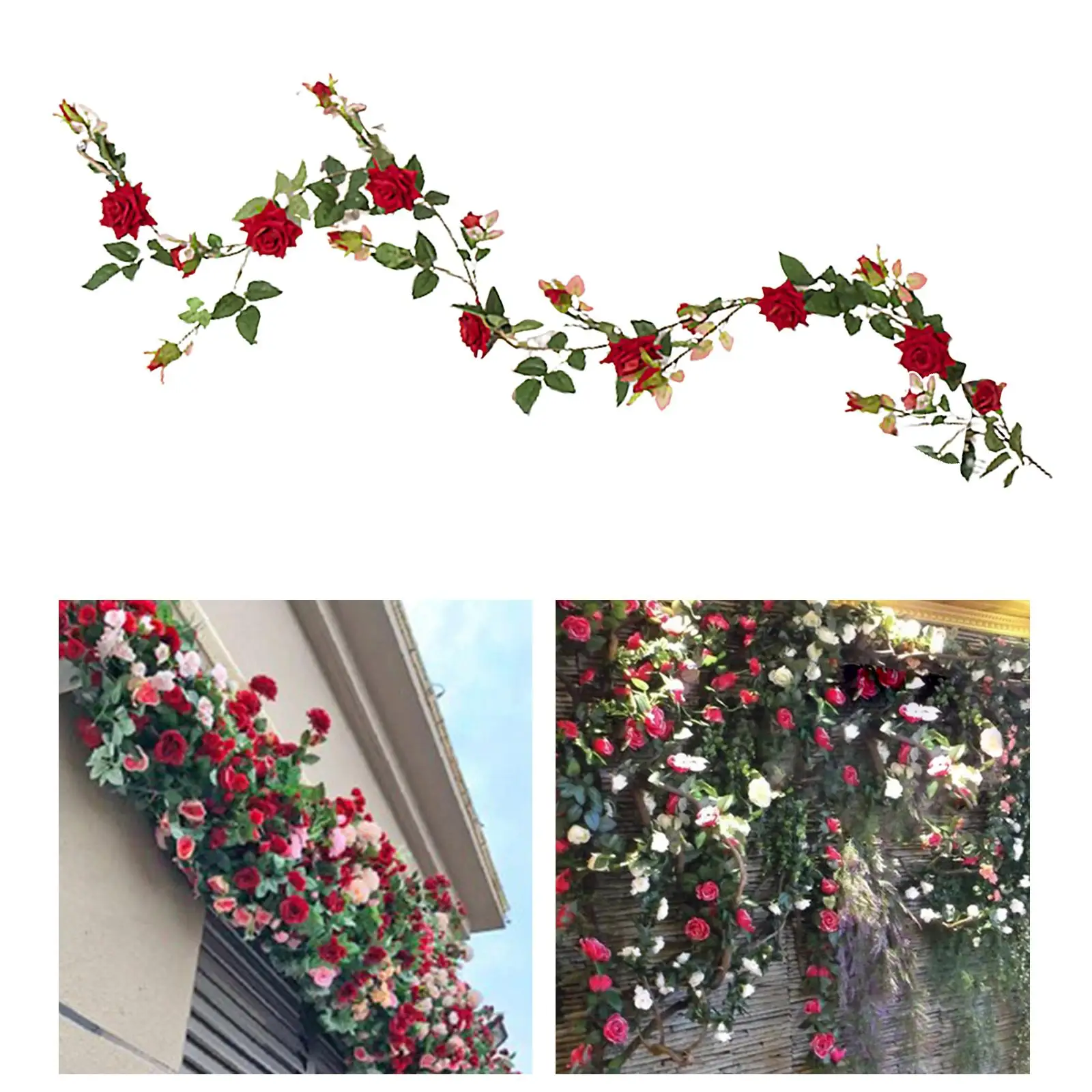 

Arts Artificial Floral Flower Garland 6 FT Fake Rose Vine Hanging for Valentines Day Wedding Arch Table Centerpiece Home Decor