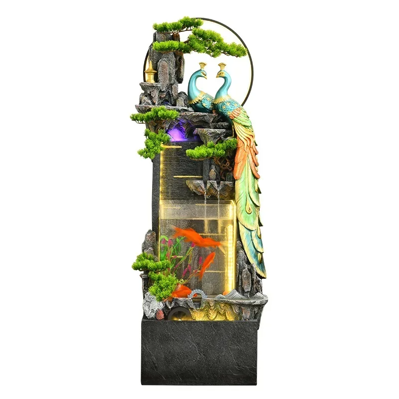 New Chinese Style Zen Flowing Water Fountain Ornaments Rockery Indoor Living Room Balcony Office Landing Wealth Lucky Gift