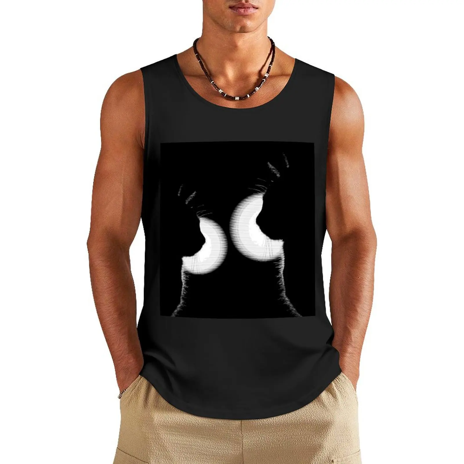 two black cats Tank Top Japanese t-shirt gym shirt men