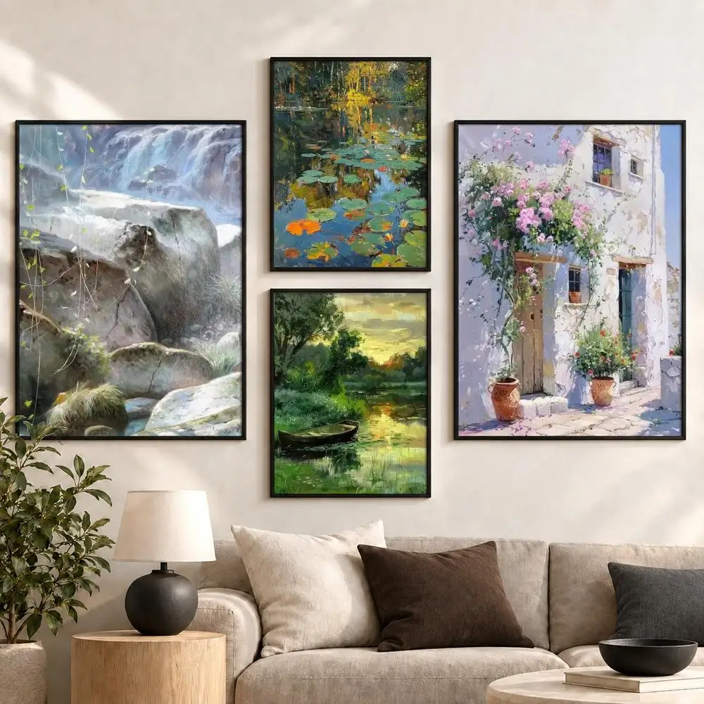 Landscape Art Serene Mountain Vista Timeless 70s Print Poster Aesthetic Art Print for Bedroom & Living Room Decor, Unframed