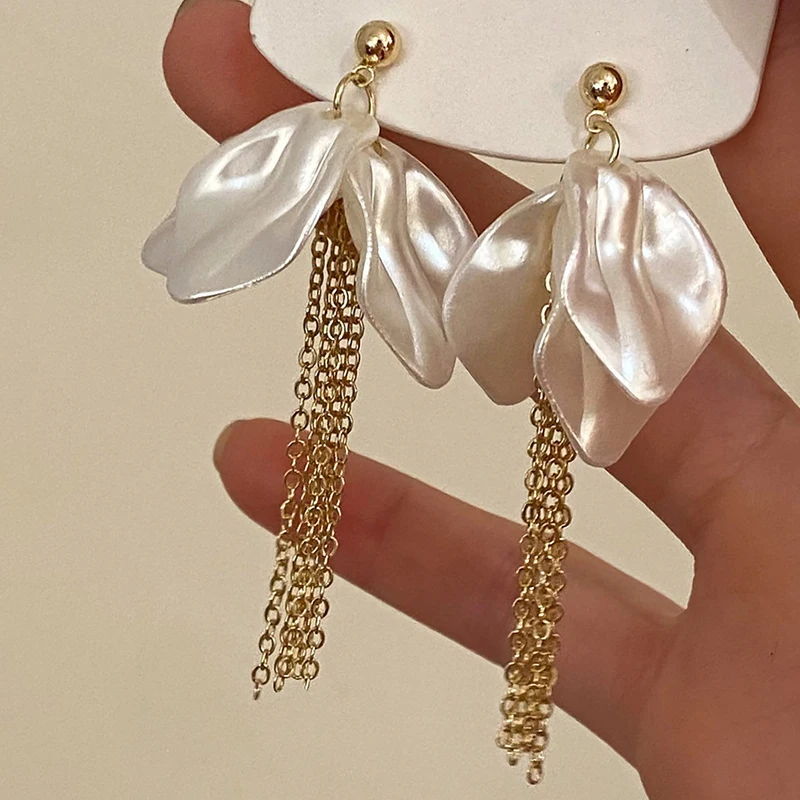 PONYKISS 925 فضة 14K الذهب حبة زهرة شرابة وأقراط للنساء لطيف غرامة مجوهرات مبالغ فيها اكسسوارات