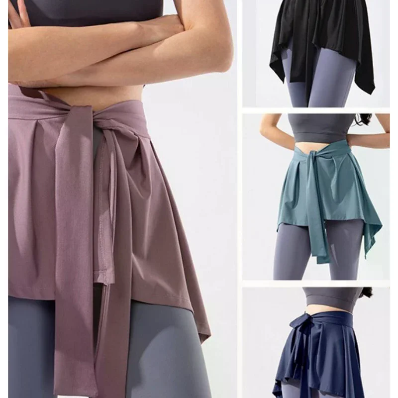 Yoga Sports Long Strap Cover Up Shawl Scarf Workout Tennis Short Skirt For Women Dance Outer Wrap Skirt Prevent Exposure