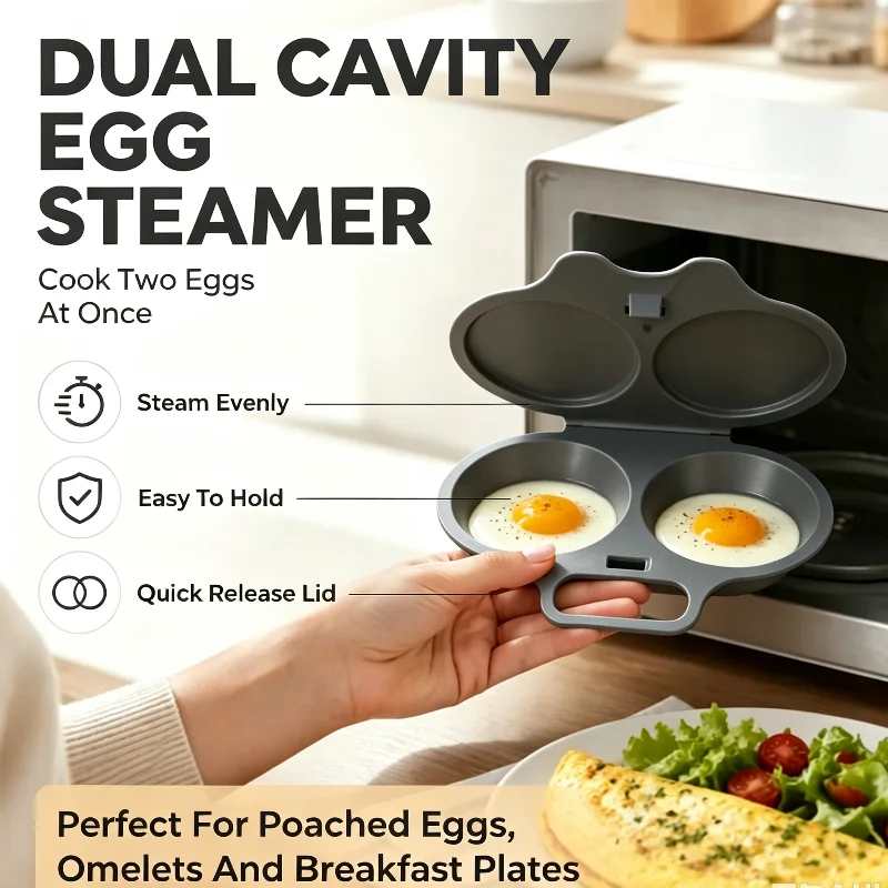 Food Grade Microwave Egg Cooker Heat Resistant Plastic Egg Poacher Steamer Nonstick Portable Egg Fryer Mold Home Kitchen Gadget