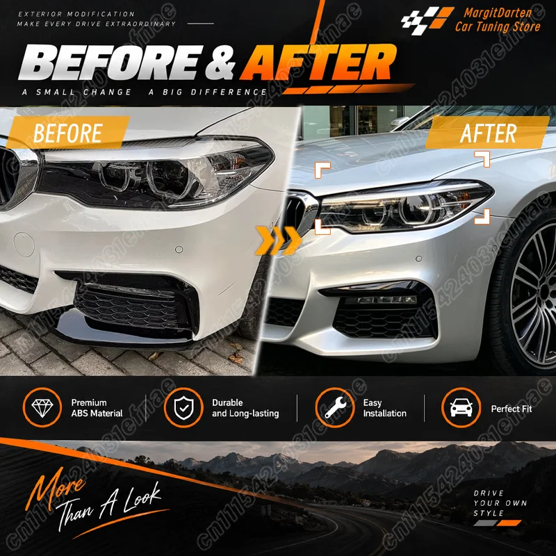 For BMW 5 Series G30 525i 530i 2017 2018 2019 2020 Car Headlight Eyelid Cover Sport Style Headlamp Eyebrow Trim Body Mod Kit