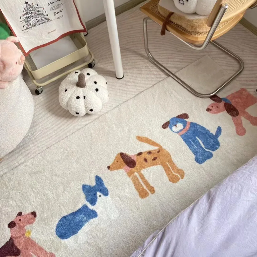 VIKAMA Cartoon Illustration Sofa Bed Balcony Window Carpet Imitation Cashmere Super Fine Yarn Comfortable Non-Slip Home Decor
