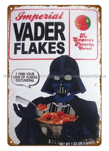 decorative wall accessories Imperial Vader Flakes cereal box metal tin sign