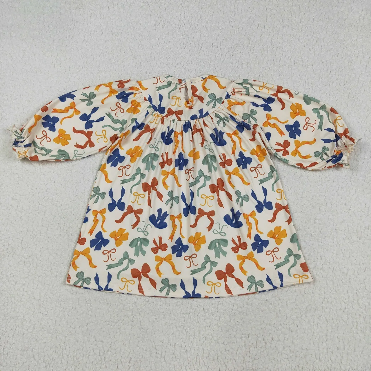 Wholesale Infant Toddler Thanksgiving Baby Girl Bows Fall Long Sleeves Embroidery Thankful Dress Kids Children Smocked Clothes