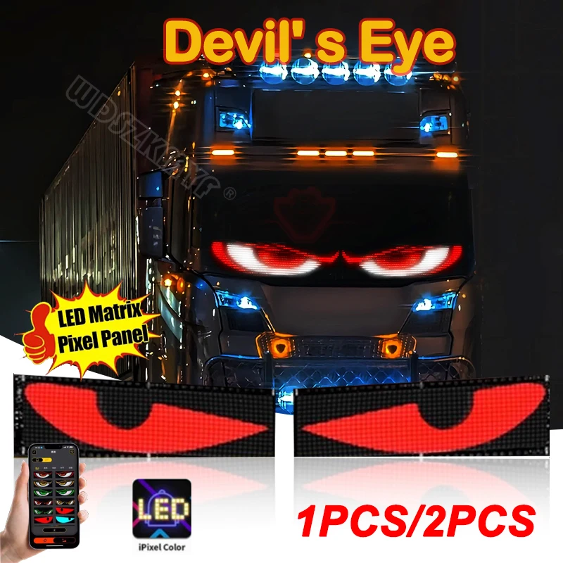 Devil\'s Eye RGB LED Matrix Pixel Panel Bright Advertising Signs App Control Logo Light DIY Flexible Display Car Truck accessory