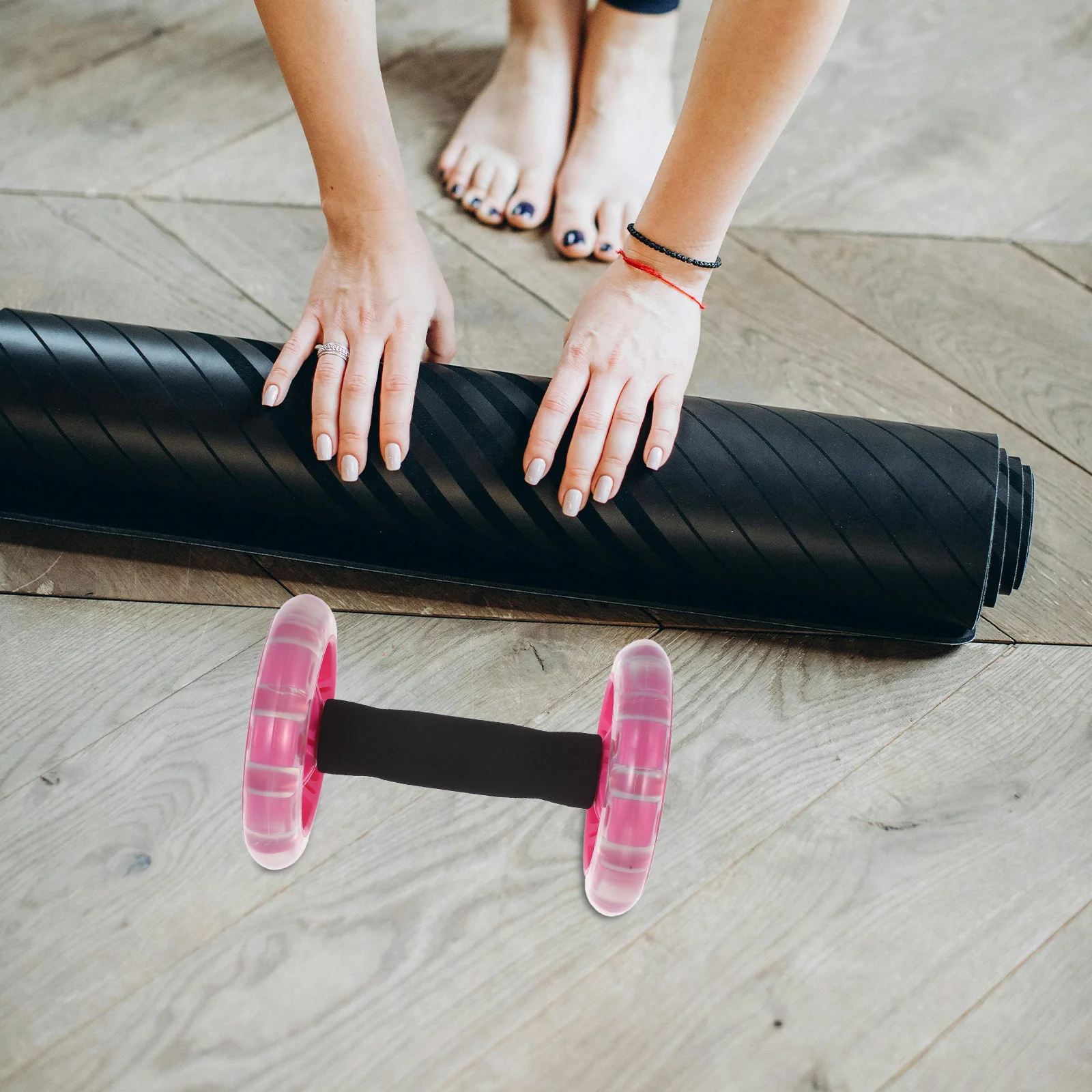 

2Pcs Double Wheel Ab Wheel Roller Core Workout Abdominal Exerciser Home Gym Fitness Equipment Ab Roller Abdominal Exerciser