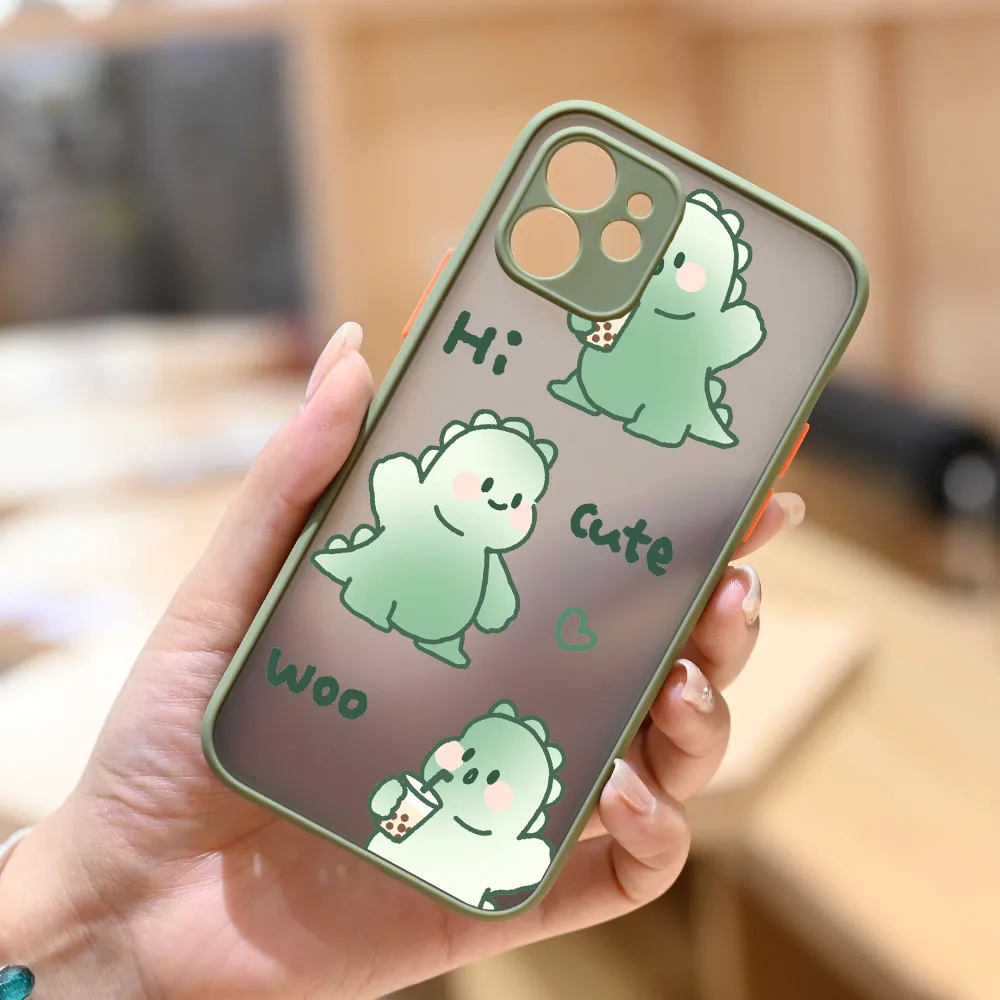 Cute Cartoon Couple Little Dinosaur Pairs Phone Case For iPhone 11 12 13 Pro MAX 6 7 8 Plus XS 13 Mini X XR SE 2020 Hard Funda