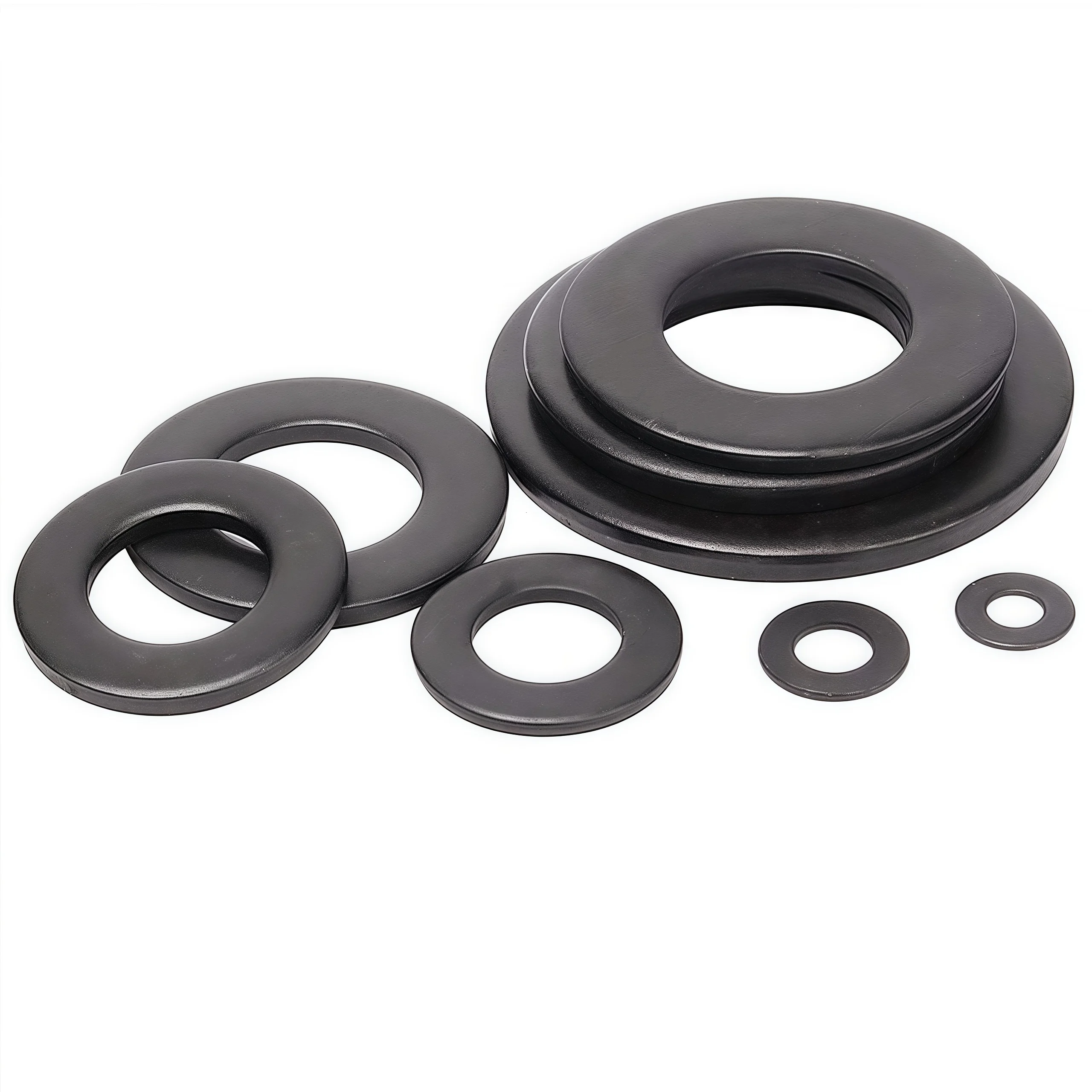 4-200 peças arruela plana preta m4 m5 m6 m8 m10 m12 m14 m16 m18 m20 m22 m24 grau 8.8 aço carbono arruelas lisas juntas