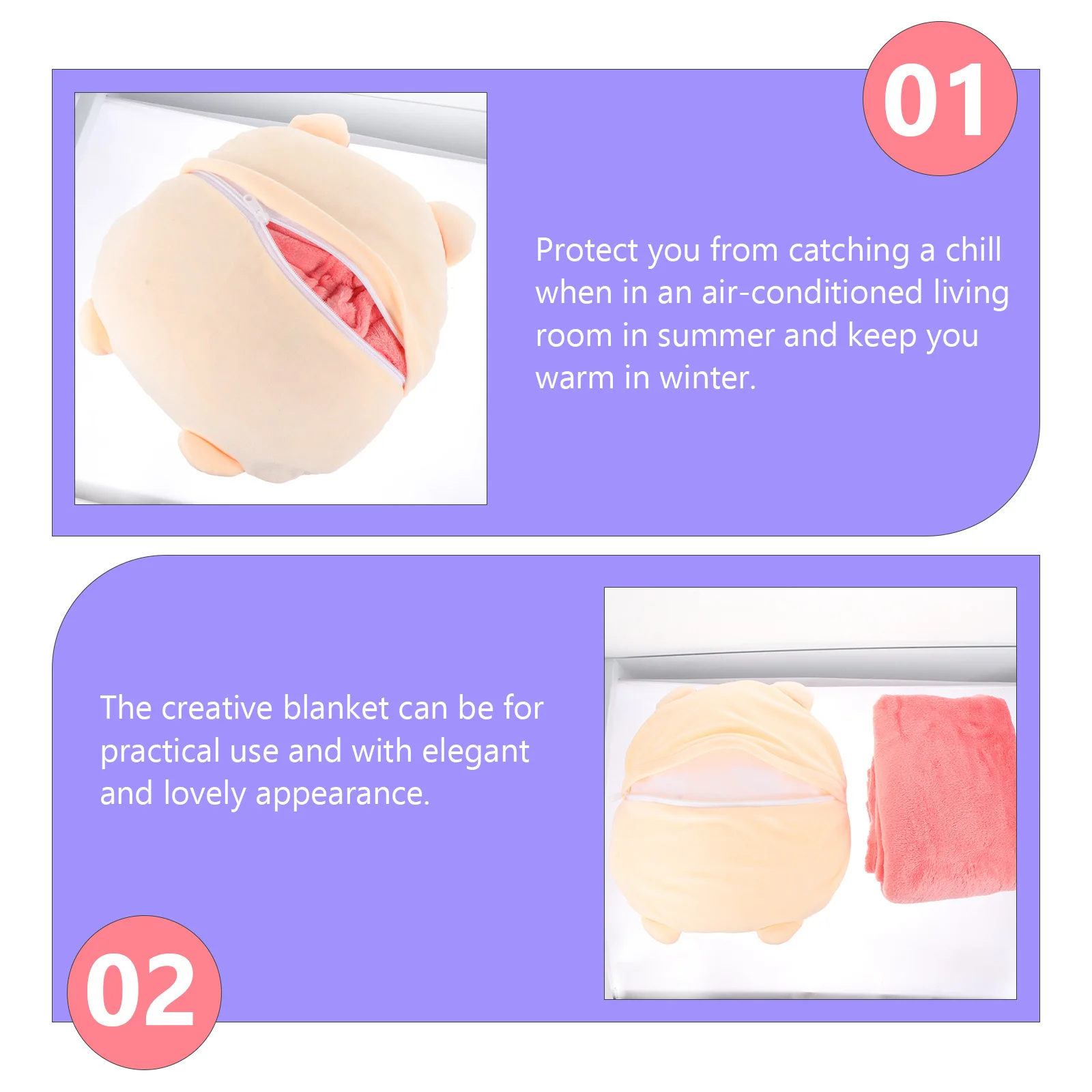 

Summer Cooling Pillow Blanket Cartoon Throw Pillow Cover Office Sleeping Supply Warm Soft Skin-Friendly All-Season Hand Warmer