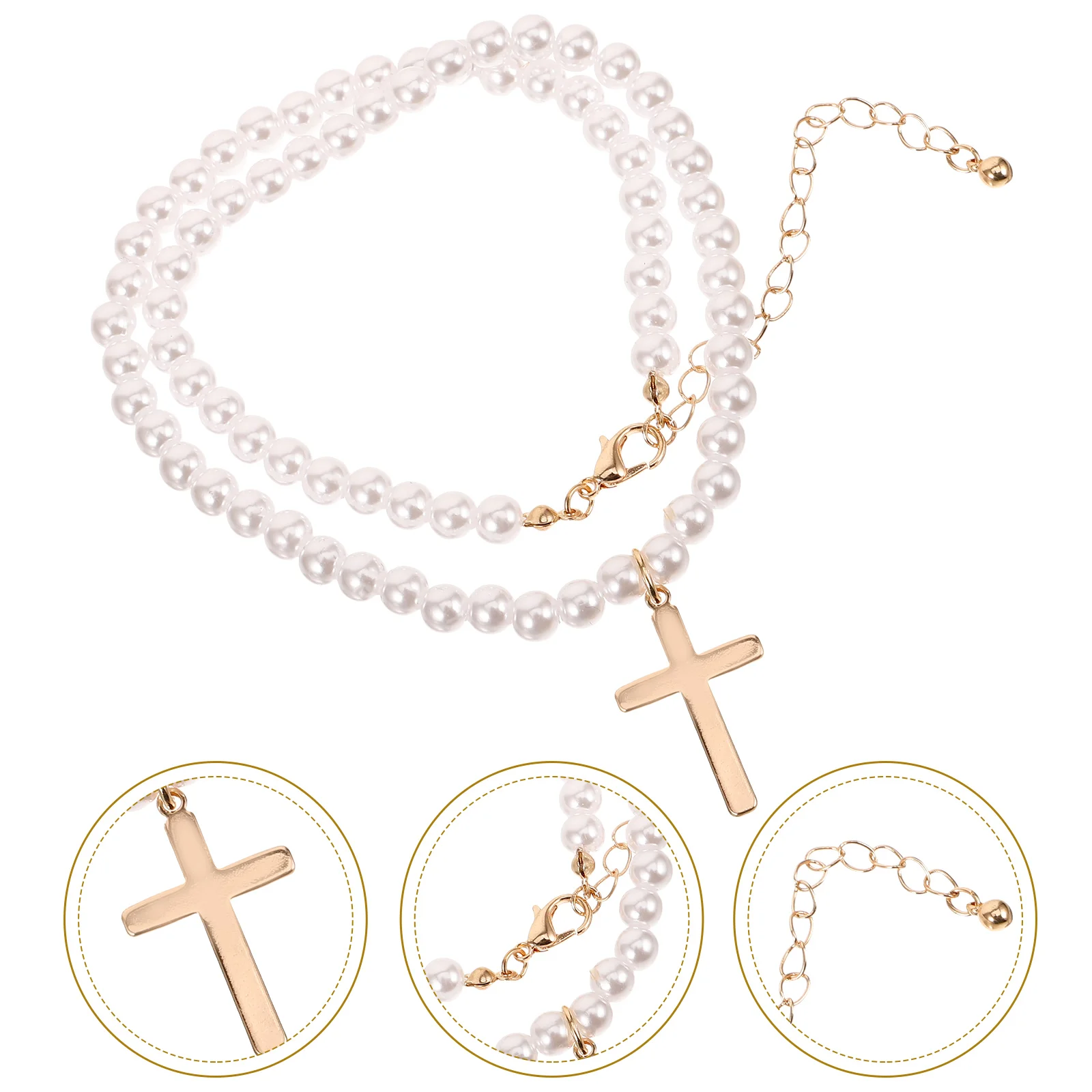 

Pearl Pendant Necklace Pearls Crosses for Women White Necklaces Teen Miss