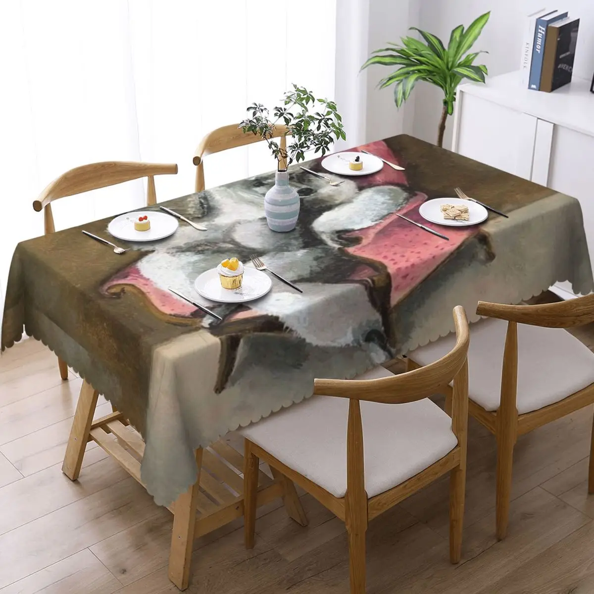 Poodle Cute Pet Dog Customized Rectangular Tablecloth Oilproof Table Cover for Festival Party Decorations Table Cloth