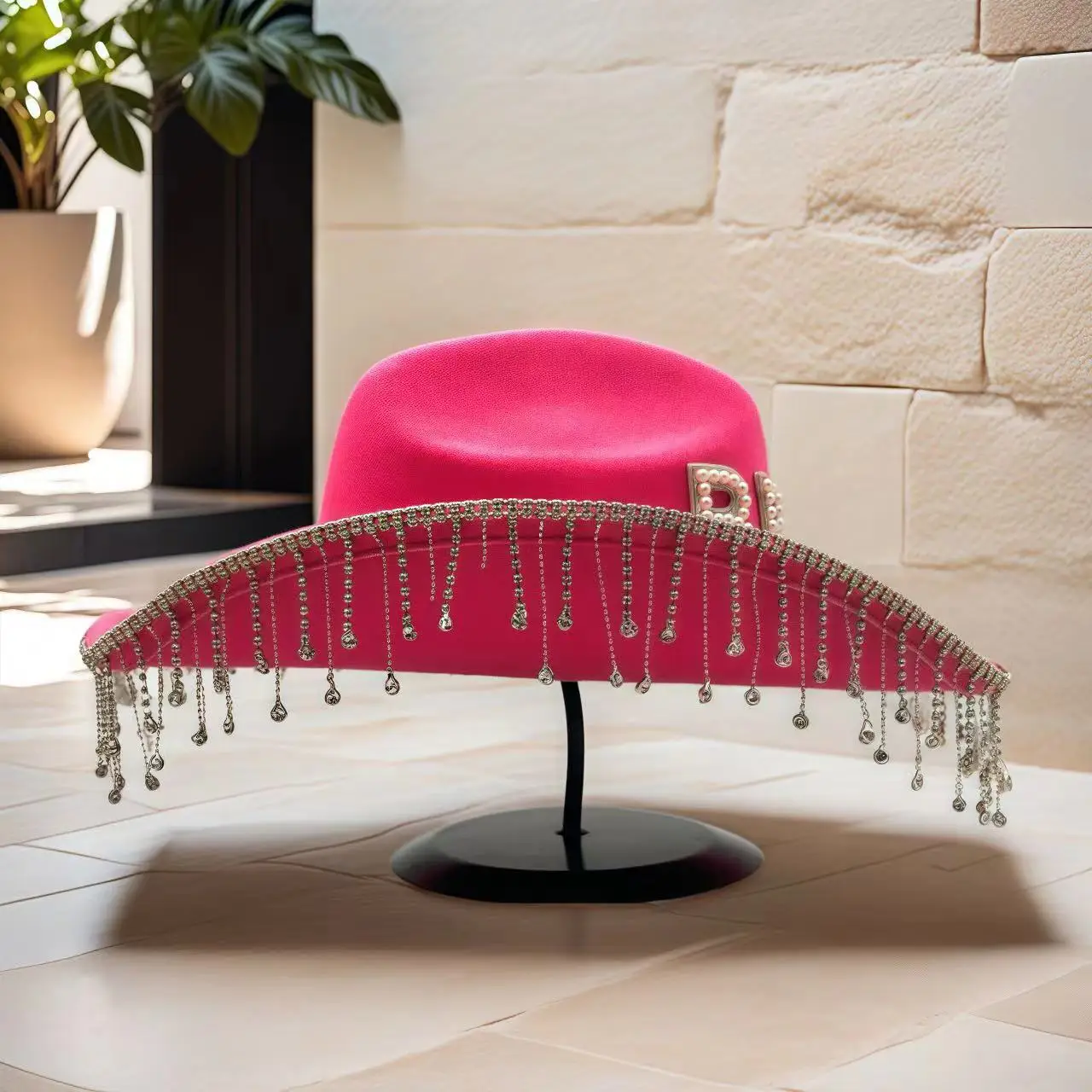 HongLuan roze bruiloft kostuum hoed volwassene, cowboyhoeden strass voor vrouw, cowboy cosplay vrouwelijke accessoires en cowgirl pet