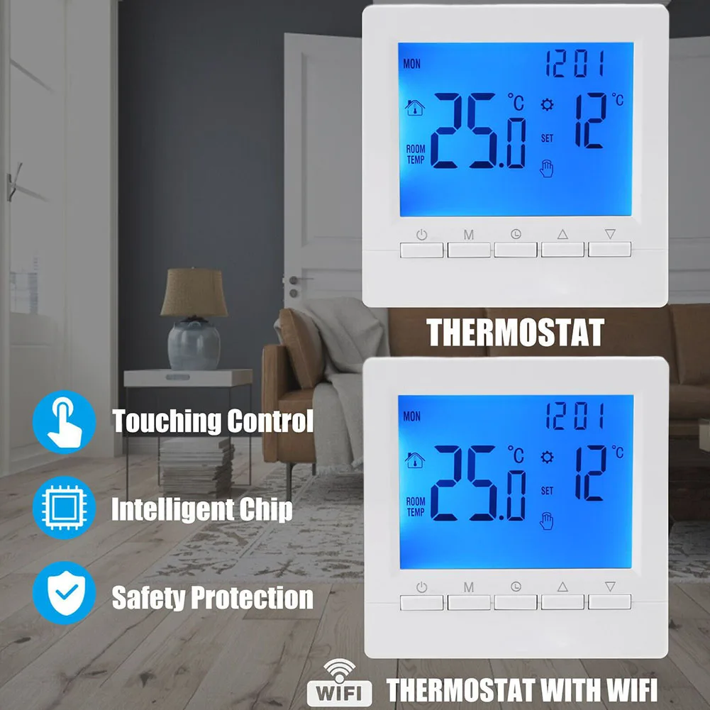 Programmable Digital Room Temperature Controller LCD Thermostat for Gas Boiler Easy Installation Antifreeze Function