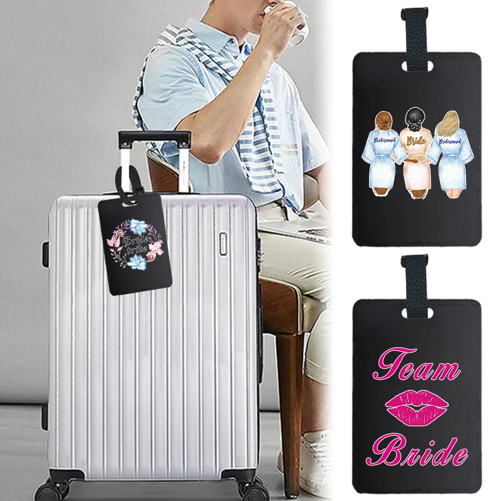 Pu Luggage Tag Fashion Baggage Boarding Bag Suitcase Identifier Label Outdoor Accessories Name ID Address Holder Bride Pattern