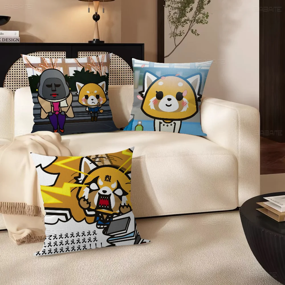 

Aggretsuko Maple Design Cushion Cover Happy Autumn Harvest Decor Holiday Decorati Pillow Cover