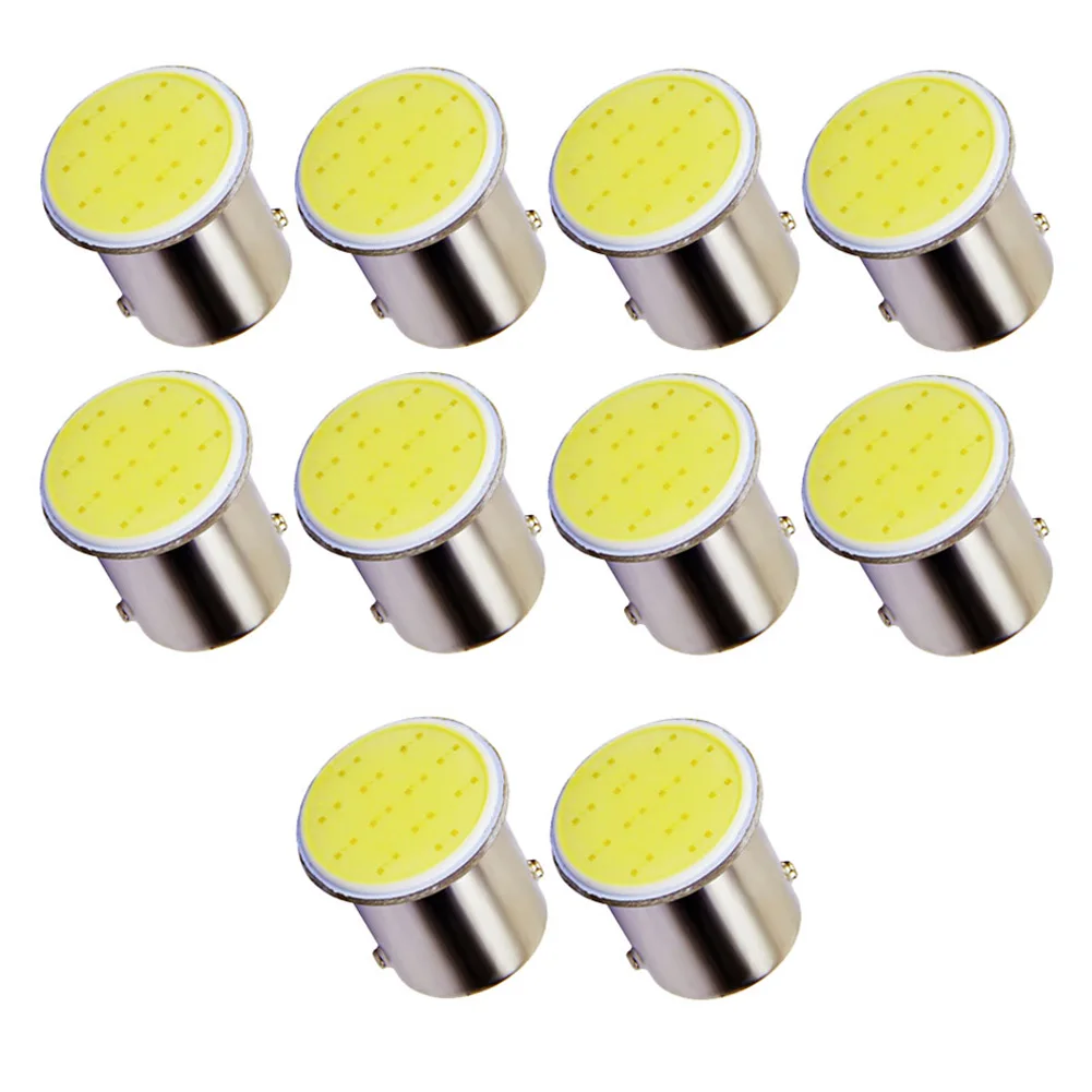 10Pcs Car P21W 1156 Ba15s LED COB Turn Signal Bulb Super Bright Auto Reverse Parking Brake Light 12V Wedge Signal Side Lamp