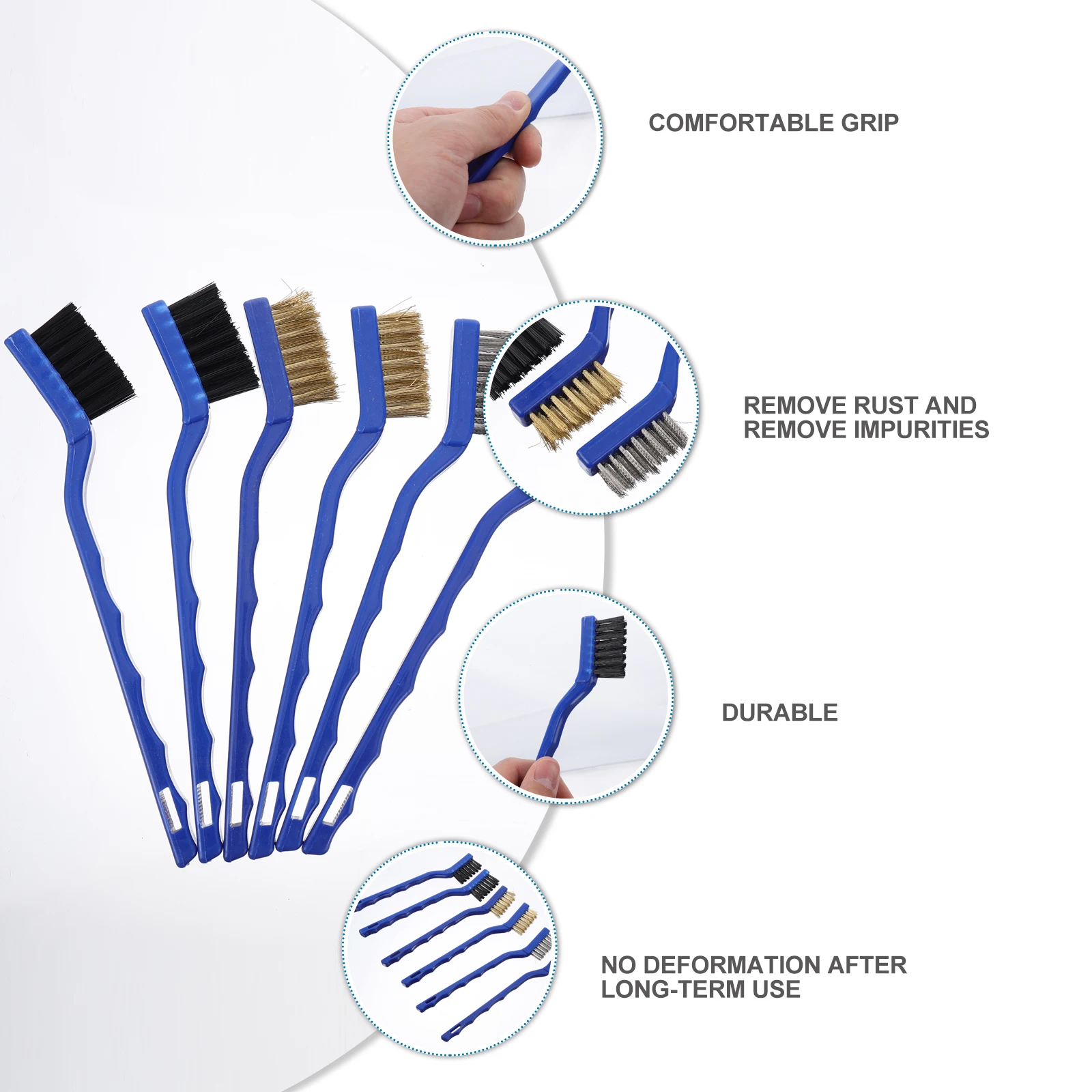 

6pcs Cleaning Brush Mini Wire Steel Bristle Rust Remover Unfinished Metal Heavy Mini Wire Brush Scrubbing Tool